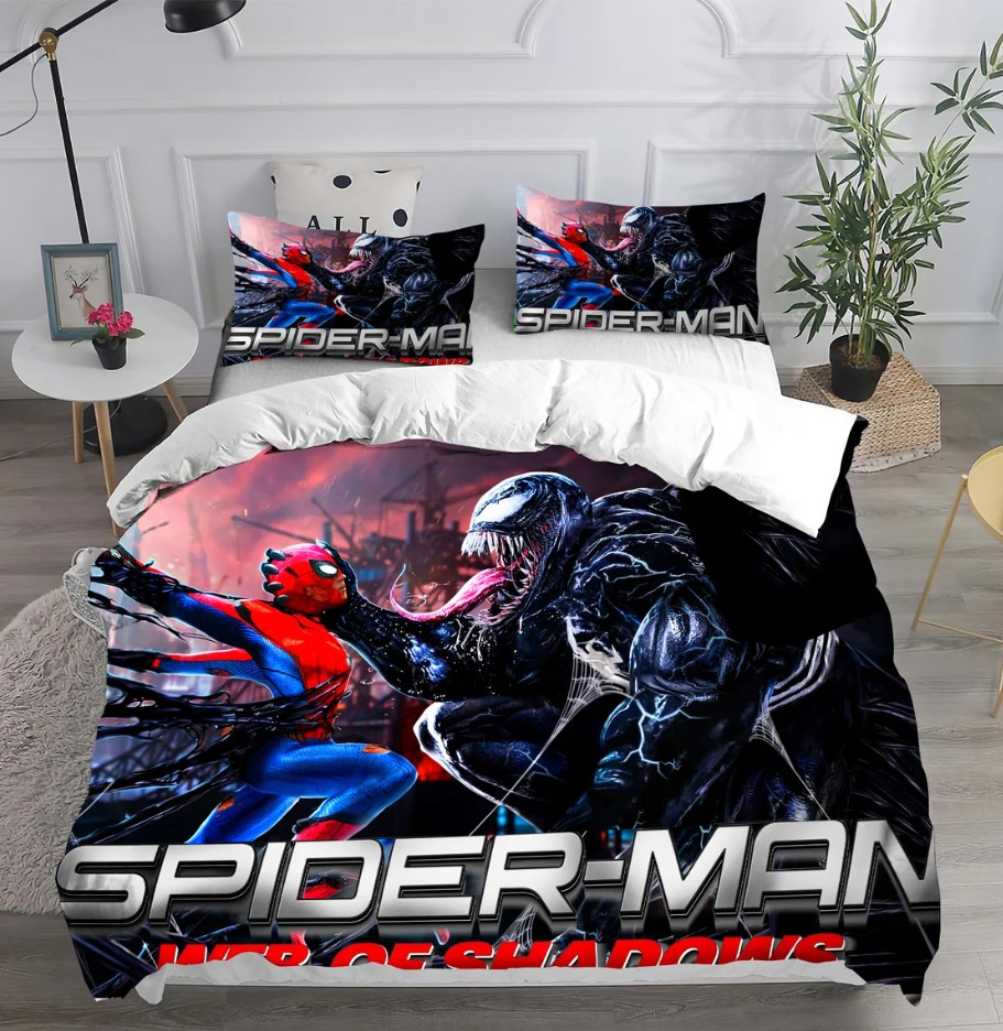 Personalized Spiderman And Venom Bedding Set Spiderman And Venom Gift Venom Family Birthday Theme Custom Name Bedding Set